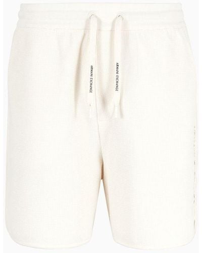 Armani Exchange Cotton Blend Pique Shorts - Natural