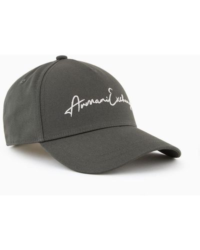 Armani Exchange Hat With Visor With Maxi Logo - Gray
