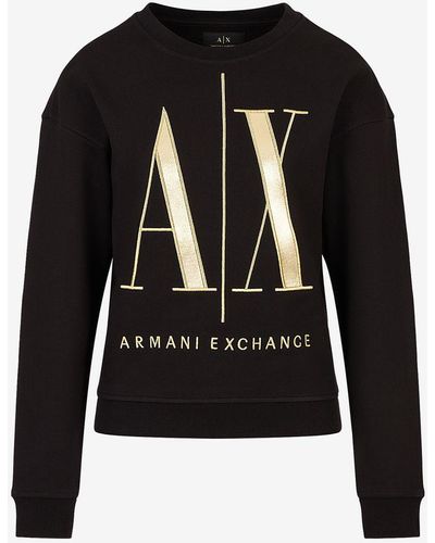 Armani Exchange Armani Exchange - Icon Logo Crew Neck Sweatshirt - Black