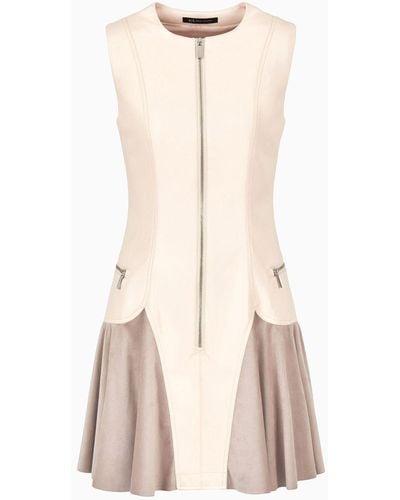 Armani Exchange Flared Dress Faux Leather - Natural