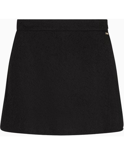 Armani Exchange Shorts In Satin Jacquard Fabric - Black