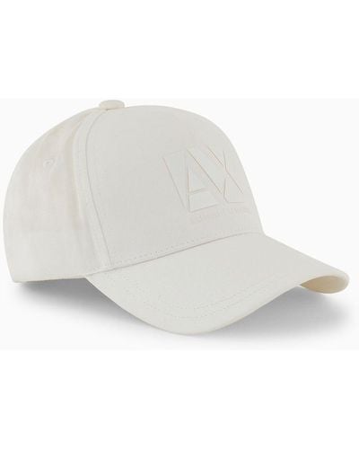 Armani Exchange Hat With Visor With Tone-on-tone Logo - White