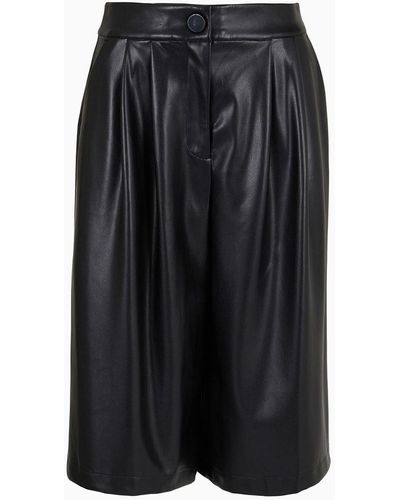 Armani Exchange Pants With Pleats In Viscose Twill - Black