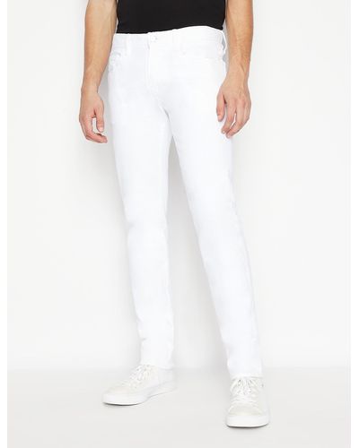 Armani Exchange Five poches en sergé de coton stretch coupe slim J13 con logo Icon Period - Blanco