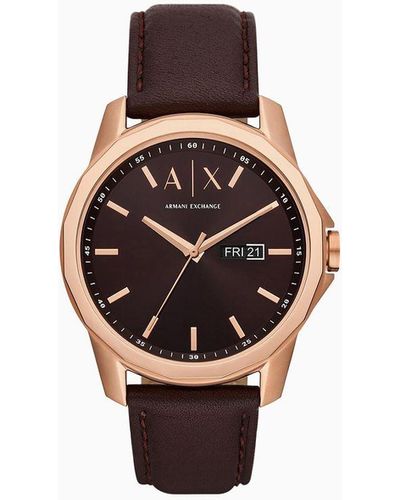 Armani Exchange Leather Strap Watches - Multicolour