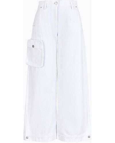 Armani Exchange Palazzo Jeans In Bull Denim With Maxi Pocket - White
