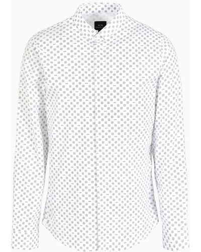 Armani Exchange Slim Fit Shirt In Stretch Poplin - White