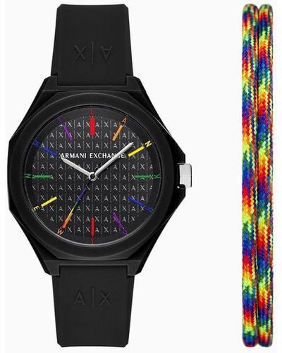 Armani Exchange Rubber Strap Watches - Black
