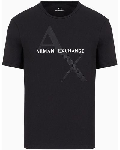 Armani Exchange T-shirt coupe classique en coton avec logo - Noir