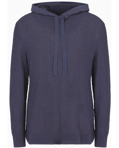Armani Exchange Asv Organic Cotton Blend Hooded Sweater - Blue