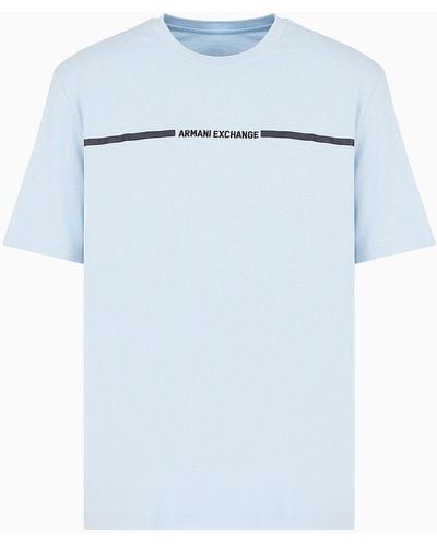 Armani Exchange T-shirt Regular Fit Con Strip Logo - Blu