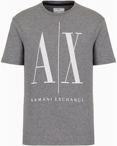 Armani Exchange Jersey-t-shirt In Normaler Passform - Grau