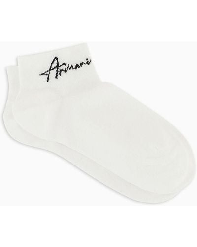 Armani Exchange Short Socks With Logo - White