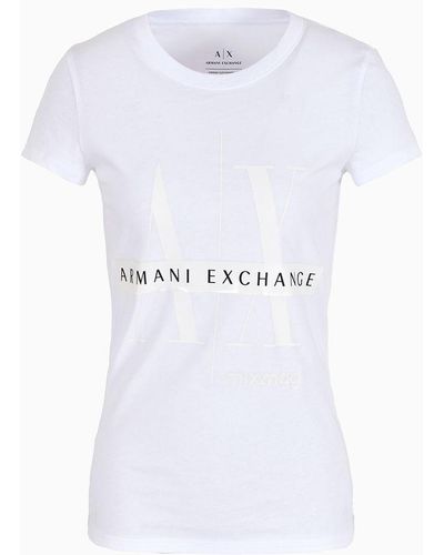 Armani Exchange Slim Fit Mix Mag T-shirt In Asv Organic Cotton - White