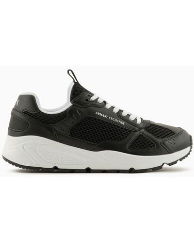 Armani Exchange Chunky Sneakers With Contrasting Sole - Black