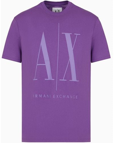 Armani Exchange Jersey-t-shirt In Normaler Passform - Lila