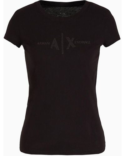 Armani Exchange Slim Fit T-shirt In Asv Organic Cotton - Black