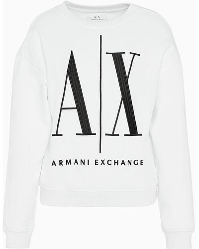 Armani Exchange Sweatshirt Aus French-terry-stoff - Weiß