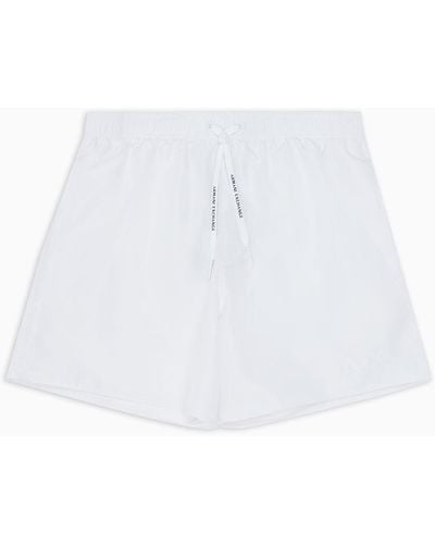 Armani Exchange Fabric Swim Shorts With Logo - White