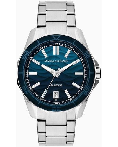 Armani Exchange Three-hand Date Stainless Steel Watch - Blue