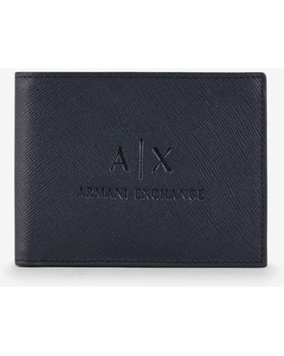 Armani Exchange Textured Leather Wallet - Blue