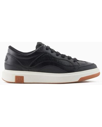 Armani Exchange Sneakers With Allover Logo - Black