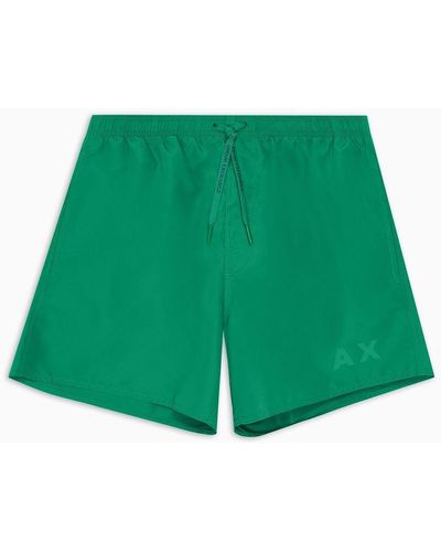 Armani Exchange Fabric Swim Shorts With Logo - Green