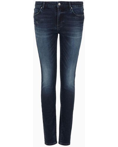 Armani Exchange Super Skinny Fit Stone Washed Jeans - Blue