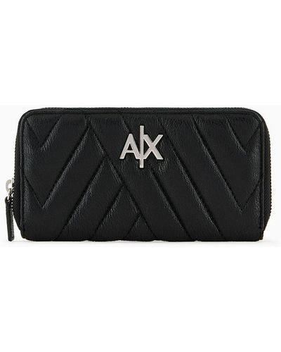 Armani Exchange Zip Around Wallet - Black