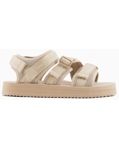 Armani Exchange Multi-band Sandals With Tear - White