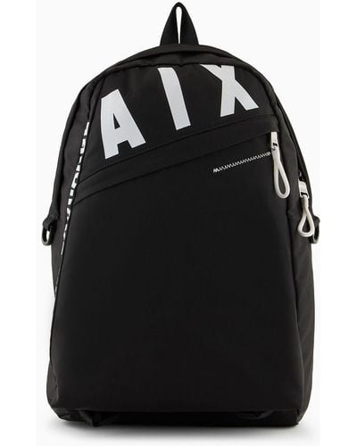 Armani Exchange Fabric Backpack With Logo - Black