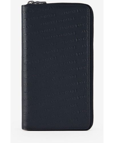 Armani Exchange Wallet With All-over Logo - Blue