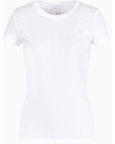 Armani Exchange Slim Fit T-shirt In Asv Organic Cotton - White