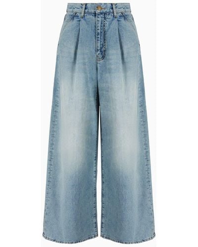 Armani Exchange Jeans J33 Super Wide Leg In Rigid Cotton Denim - Blu