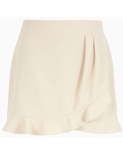 Armani Exchange Short Tulip Skirt In Fluid And Recycled Asv Fabric - White