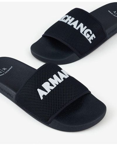 Blue Armani Exchange Sandals, slides and flip flops for Men | Lyst