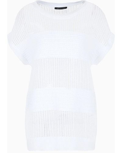 Armani Exchange Maxi-striped Cotton Sweater - White