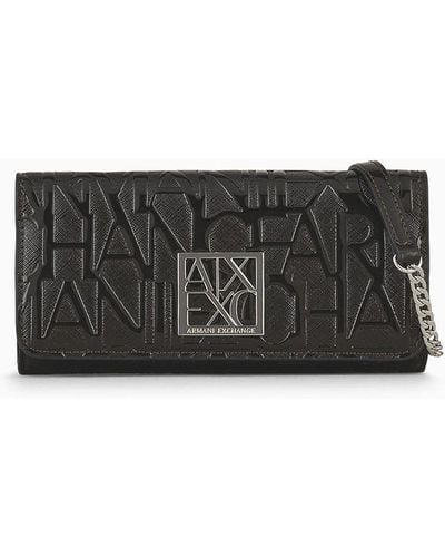 Armani Exchange Embossed Chain Wallet - Black