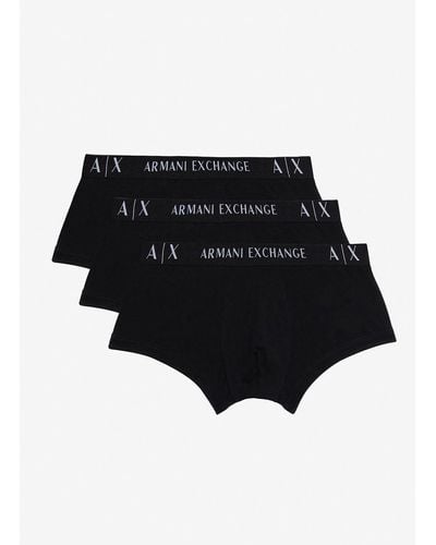 Armani Exchange 3-pk. Monogrm Wistbnd Trunks - Black