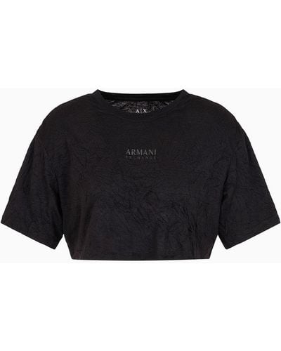 Armani Exchange Camisetas De Tipo Crop - Negro