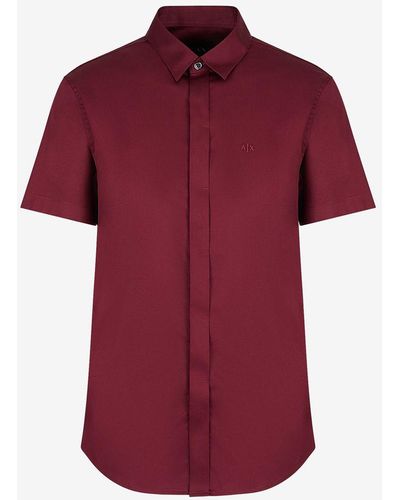 Emporio Armani Slim Fit Stretch Cotton Shirt - Red