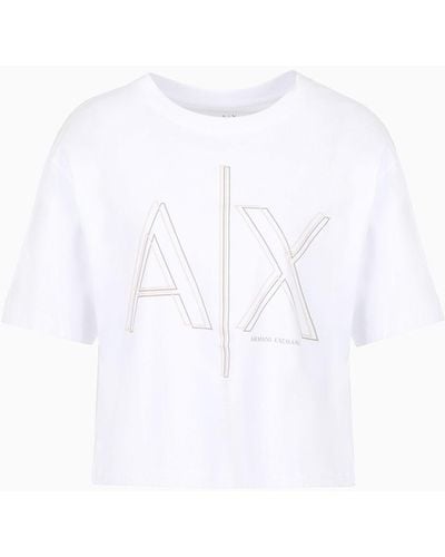 Armani Exchange T-shirt Cropped Asv - Bianco