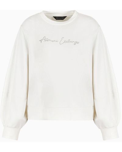 Armani Exchange Asv Organic Cotton Crew Neck Sweatshirt - White