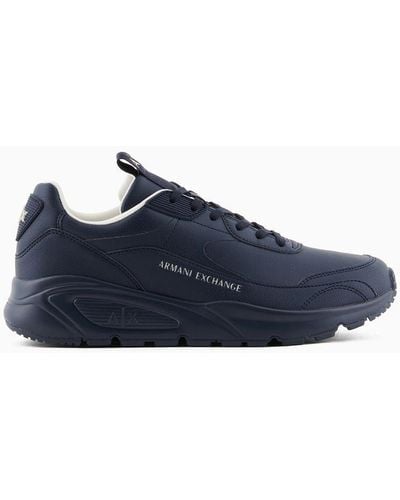 Armani Exchange Sneakers With Maxi Sole And Logo - Blue