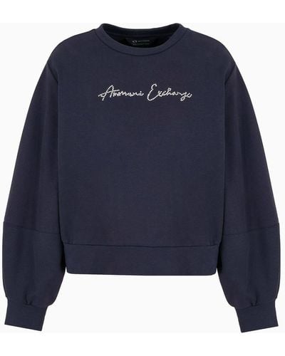 Armani Exchange Asv Organic Cotton Crew Neck Sweatshirt - Blue