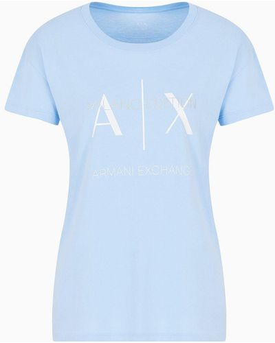 Armani Exchange Relaxed Fit T-shirt In Asv Organic Cotton - Blue