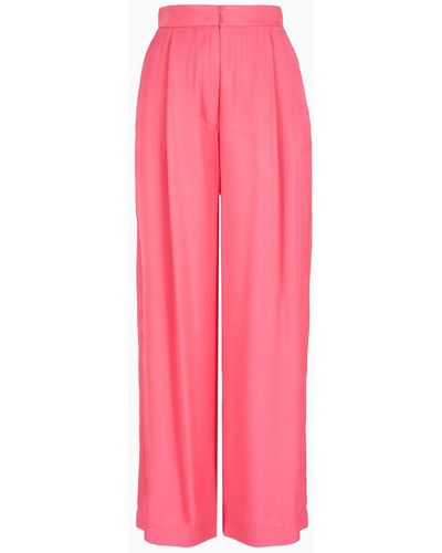 Armani Exchange Trousers With Pleats In Viscose Twill - Pink