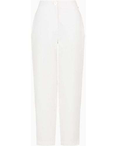 Armani Exchange Linen And Cotton Balloon Trousers - White