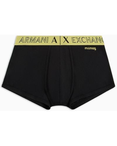 Armani Exchange Boxer With Contrasting Band In Asv Organic Fabric - Black
