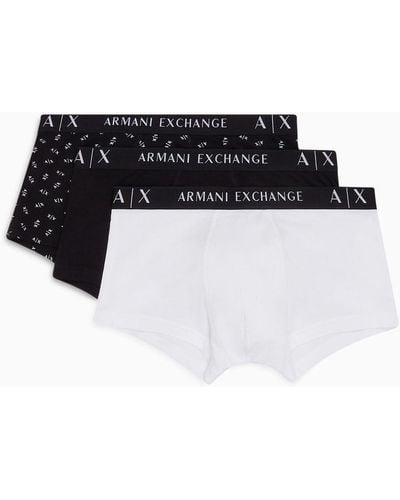 Armani Exchange Pack 3 Boxer In Jersey Stretch - Nero